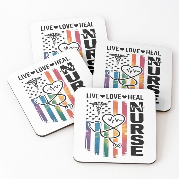 Item preview, NURSE - LIVE LOVE HEAL Rainbow Heartbeat Design designed and sold by flagylART.