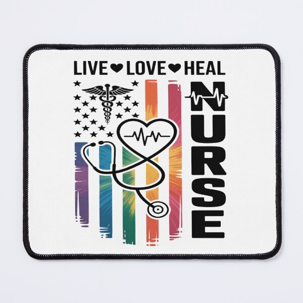 Item preview, NURSE - LIVE LOVE HEAL Rainbow Heartbeat Design designed and sold by flagylART.