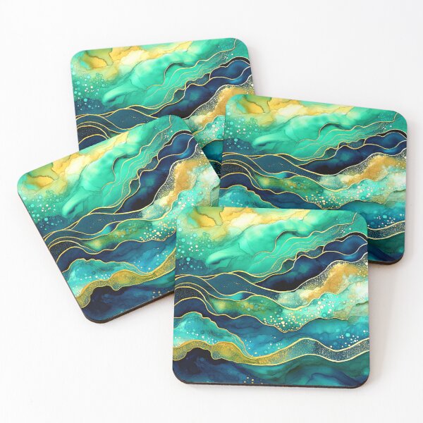 Item preview, Green, Blue And Yellow Accents Abstract Ocean Waves designed and sold by DEC02.