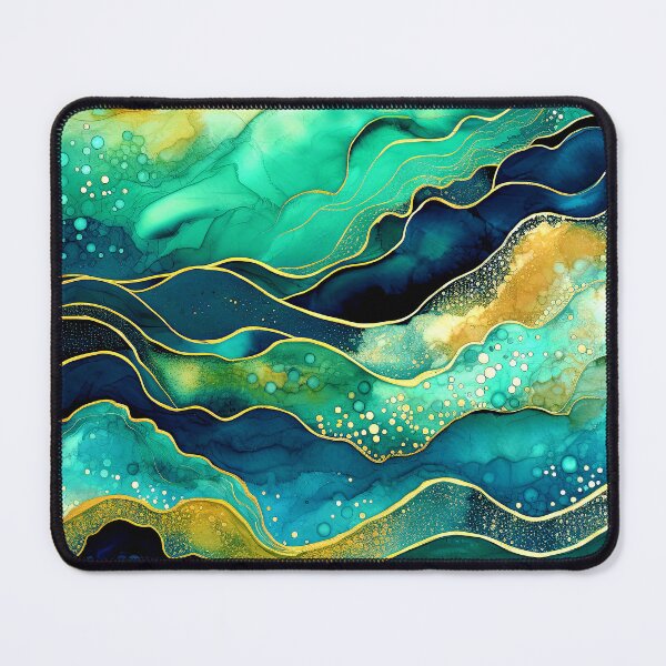 Item preview, Green, Blue And Yellow Accents Abstract Ocean Waves designed and sold by DEC02.