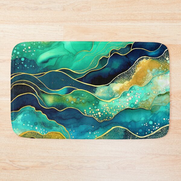Item preview, Green, Blue And Yellow Accents Abstract Ocean Waves designed and sold by DEC02.