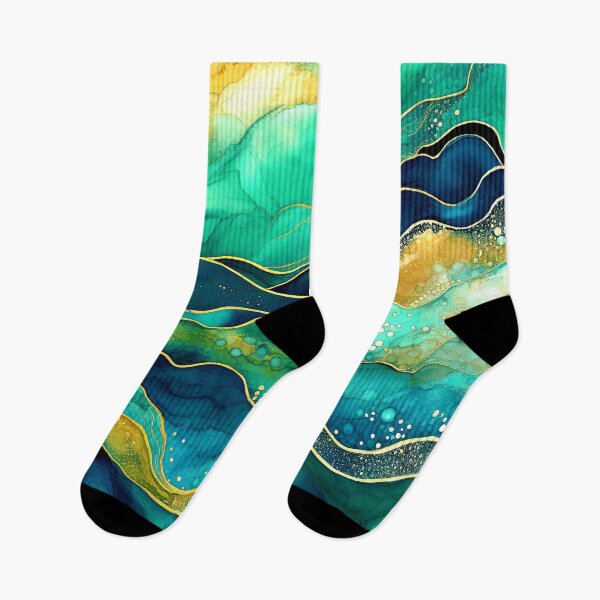 Item preview, Green, Blue And Yellow Accents Abstract Ocean Waves designed and sold by DEC02.