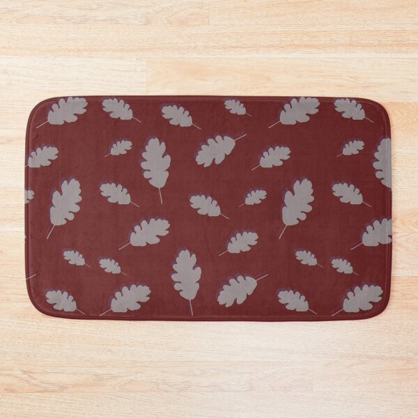 Item preview, Grey autumn oak leaves pattern on a red background designed and sold by by-jwp.