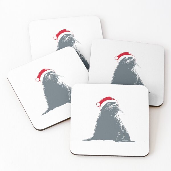 Item preview, Christmas Sea Lion with Santa Hat – Festive Ocean Design designed and sold by JollyCritters.