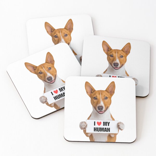 Item preview, Cute Basenji dog with Signboard I love my Human  designed and sold by LazyOwlStore.