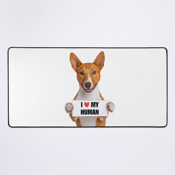 Item preview, Cute Basenji dog with Signboard I love my Human designed and sold by LazyOwlStore.