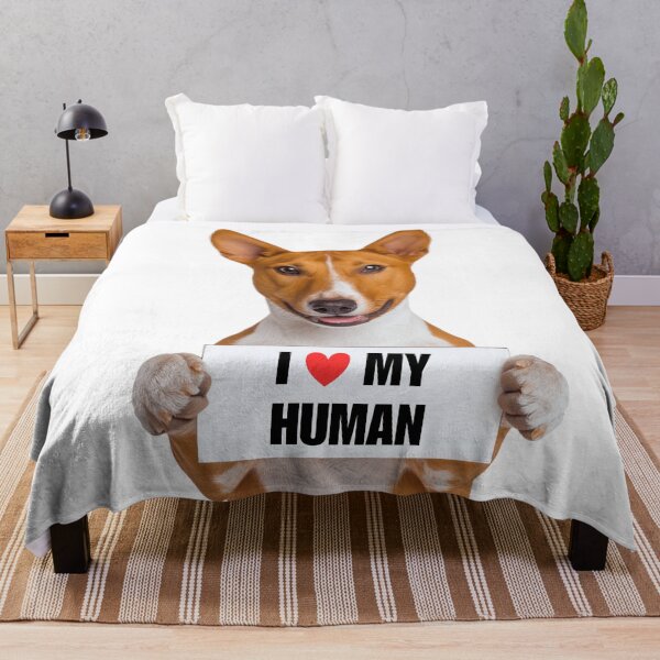 Item preview, Cute Basenji dog with Signboard I love my Human designed and sold by LazyOwlStore.