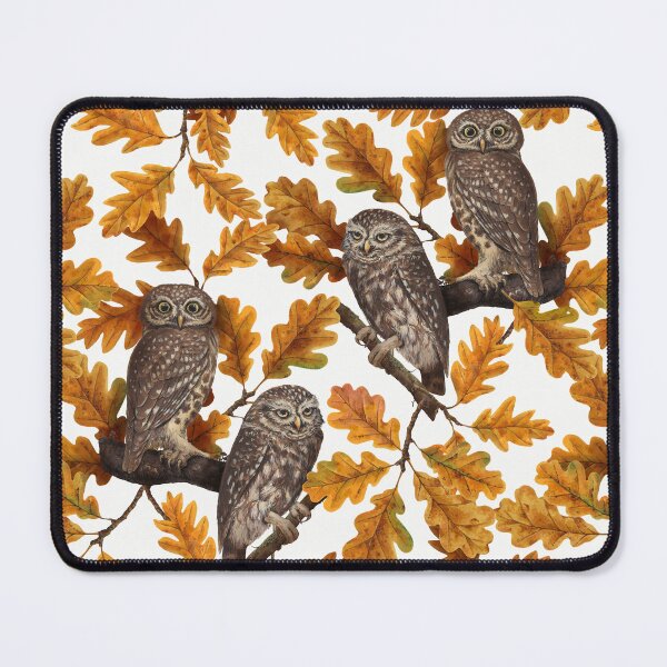 Item preview, Autumn owls on cotton white designed and sold by Katerina Mitkova Kirilova.