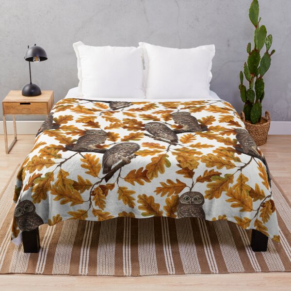 Item preview, Autumn owls on cotton white designed and sold by Katerina Mitkova Kirilova.