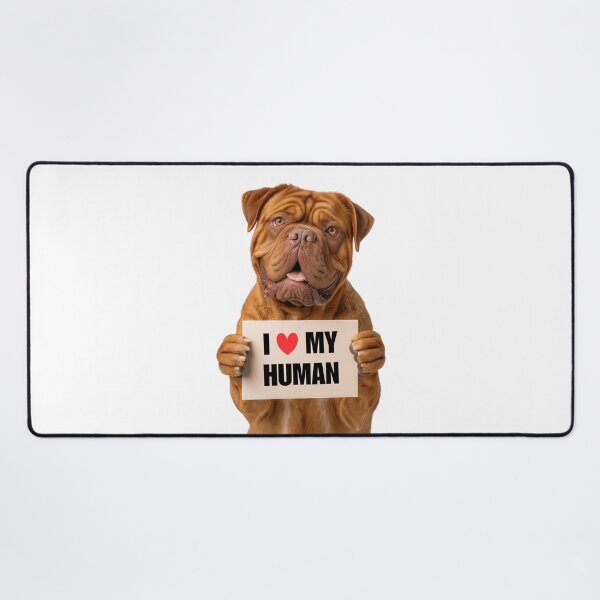 Item preview, Cute Dogues de Bordeaux dog with Signboard I love my Human designed and sold by LazyOwlStore.
