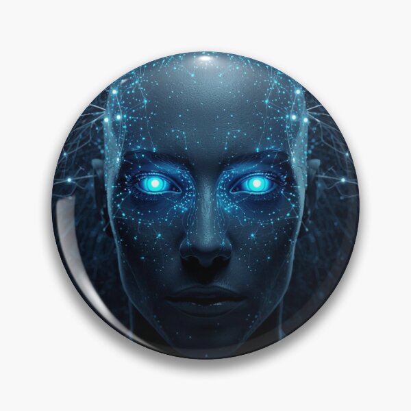 Item preview, Neural Network Blue AI Head — Futuristic Digital Artwork designed and sold by smitke.