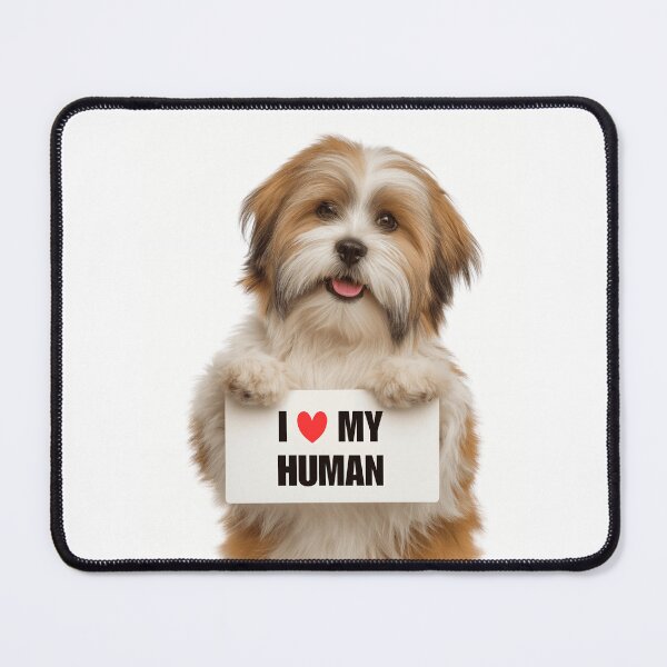 Item preview, Cute Lhasa Apso dog with Signboard I love my Human designed and sold by LazyOwlStore.