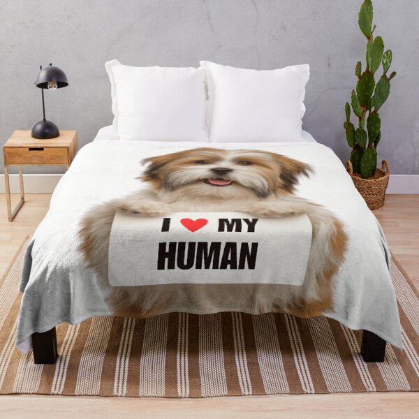 Item preview, Cute Lhasa Apso dog with Signboard I love my Human designed and sold by LazyOwlStore.