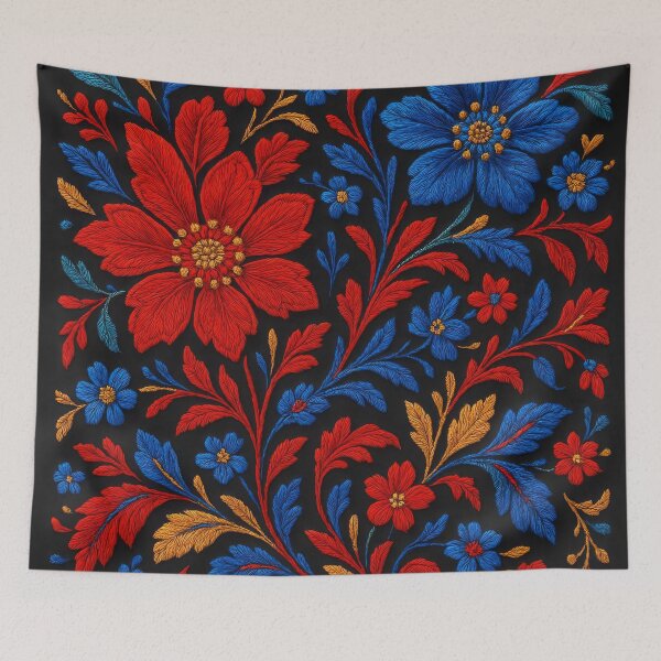 Item preview, Vivid Contrasting Floral Embroidery designed and sold by Le Pédagogue.