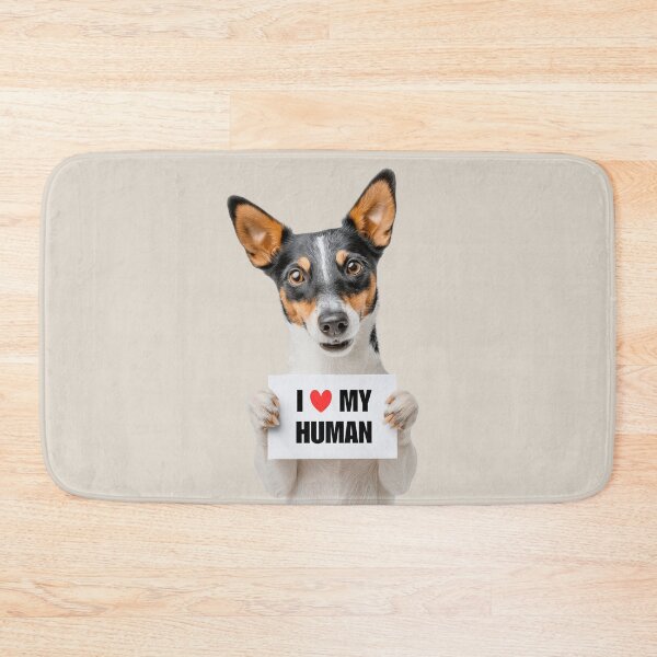 Item preview, Cute Rat Terrier with Signboard I love my Human  designed and sold by LazyOwlStore.