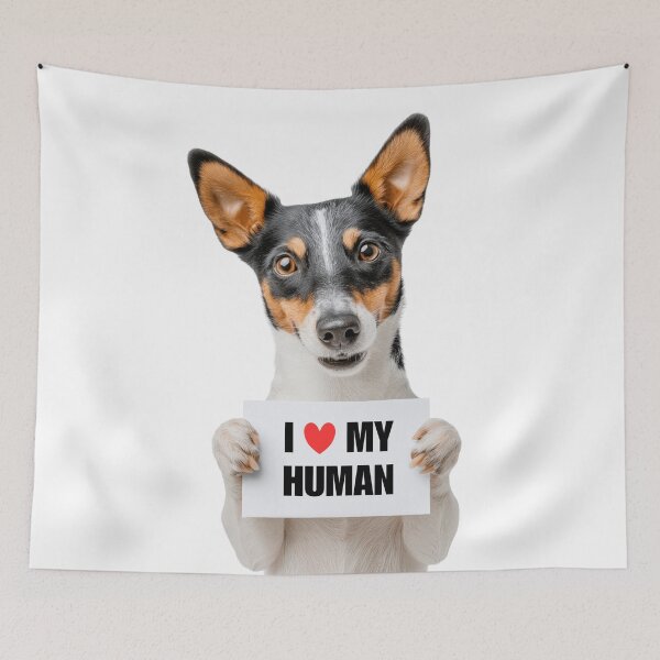 Item preview, Cute Rat Terrier with Signboard I love my Human  designed and sold by LazyOwlStore.