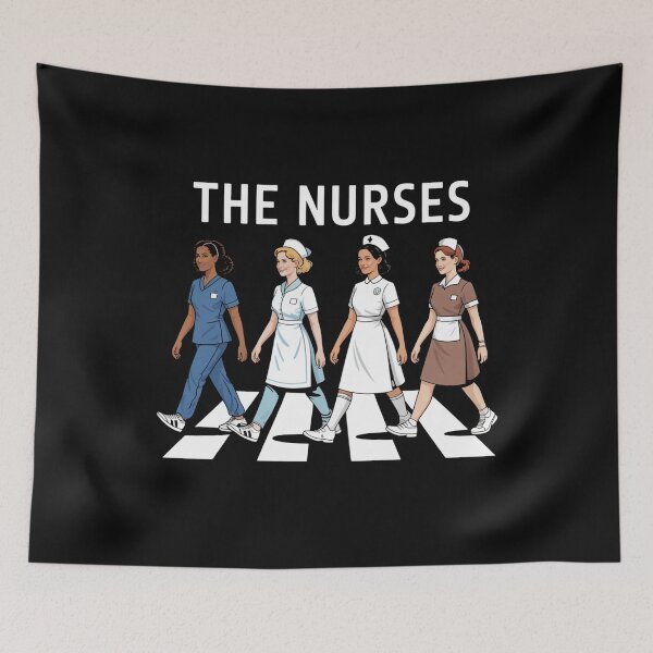 Item preview, The Nurses Abbey Road Walk Retro Tribute designed and sold by flagylART.