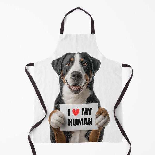 Item preview, Cute Greater Swiss Mountain dog with Signboard I love my Human designed and sold by LazyOwlStore.