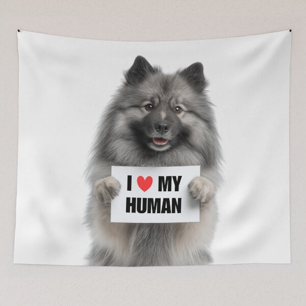 Item preview, Cute Keeshond dog with Signboard I love my Human  designed and sold by LazyOwlStore.