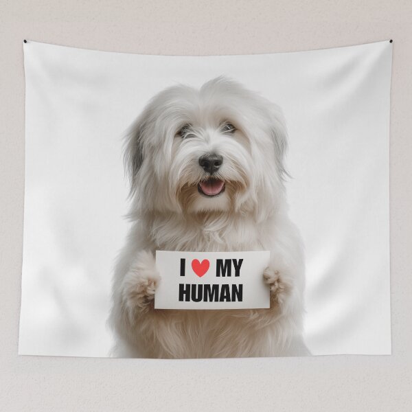 Item preview, Cute Coton de Tulear dog with Signboard I love my Human  designed and sold by LazyOwlStore.
