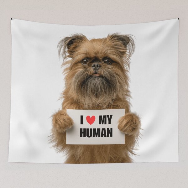 Item preview, Cute Brussels Griffon dog with Signboard I love my Human  designed and sold by LazyOwlStore.