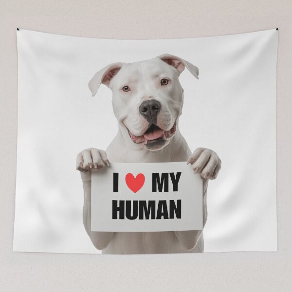 Item preview, Cute Dogo Argentino with Signboard I love my Human  designed and sold by LazyOwlStore.