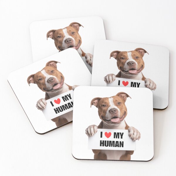 Item preview, Cute American Staffordshire Terrier dog with Signboard I love my Human  designed and sold by LazyOwlStore.