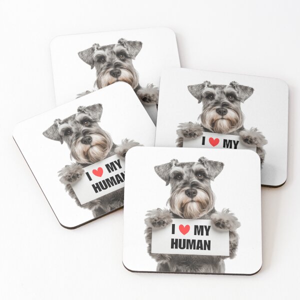 Artikelvorschau, Süßer Standardschnauzer mit Schild „Ich liebe meinen Menschen“ entworfen und verkauft von LazyOwlStore.