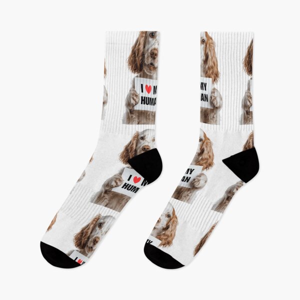 Artikelvorschau, Süßer English Setter Hund mit Schild „Ich liebe meinen Menschen“ entworfen und verkauft von LazyOwlStore.