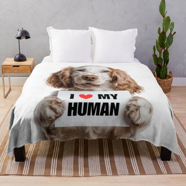 Item preview, Cute English Setter dog with Signboard I love my Human designed and sold by LazyOwlStore.