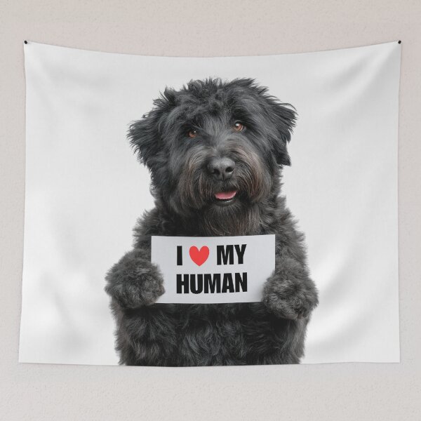 Item preview, Cute Bouvier des Flandres dog with Signboard I love my Human  designed and sold by LazyOwlStore.