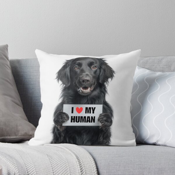 Item preview, Cute Flat-Coated Retriever dog with Signboard I love my Human  designed and sold by LazyOwlStore.
