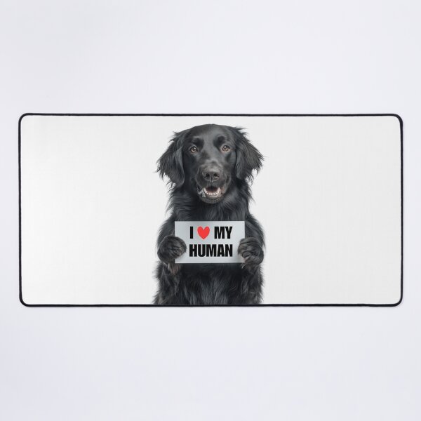 Item preview, Cute Flat-Coated Retriever dog with Signboard I love my Human designed and sold by LazyOwlStore.