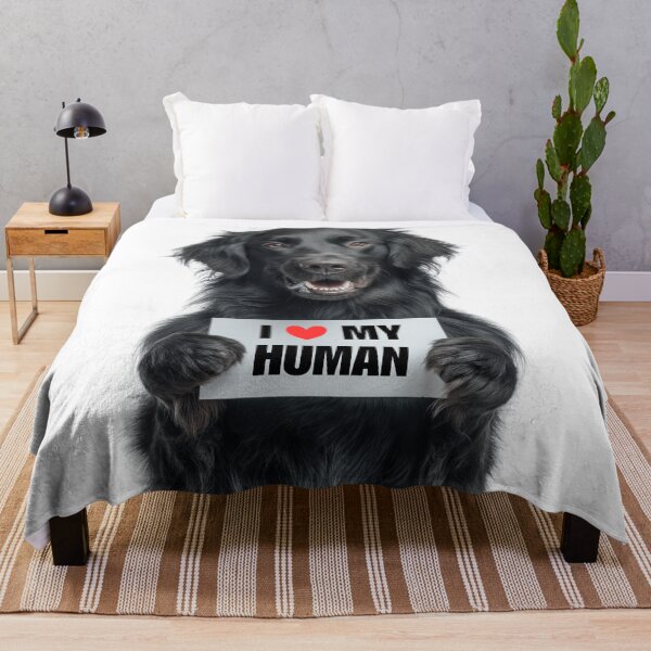 Item preview, Cute Flat-Coated Retriever dog with Signboard I love my Human  designed and sold by LazyOwlStore.