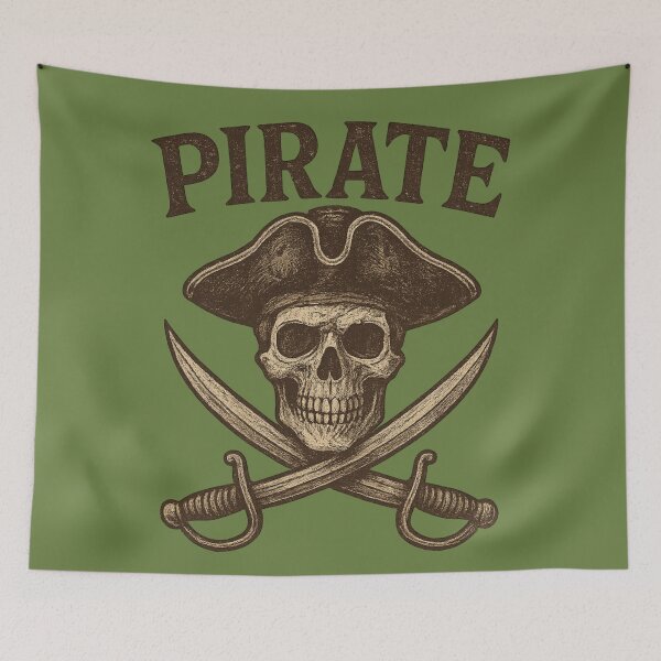 Item preview, Vintage Pirate Skull Graphic with Bold Text designed and sold by Iuqiune.