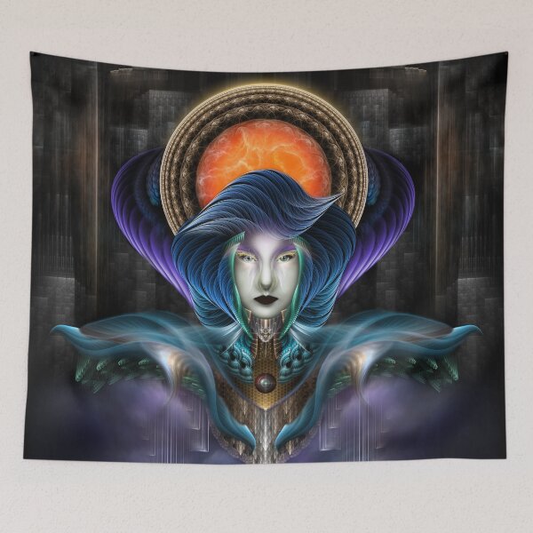 Item preview, Trilia; Goddess Of The Orange Moon Computer Generated Fractal Design Portrait Art by Xzendor7 designed and sold by Xzendor7 Digital Art Creations.