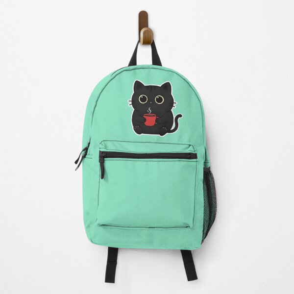 Item preview, Kawaii black cat with coffee (void cat) — chibi with big eyes designed and sold by otacon99.