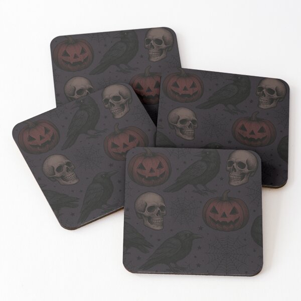 Item preview, Gothic Halloween Pattern – Skulls, Ravens and Dark Pumpkins designed and sold by LoomisDreams.