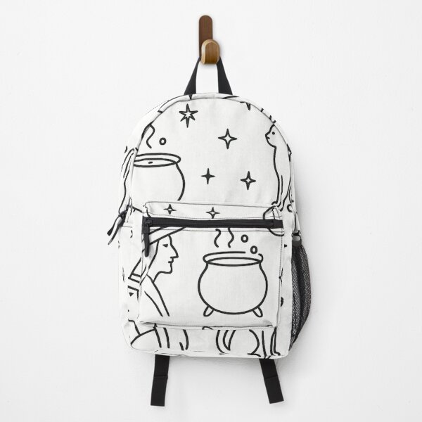 Item preview, Minimalist Witchcraft Pattern – Witches, Cats and Cauldrons designed and sold by LoomisDreams.
