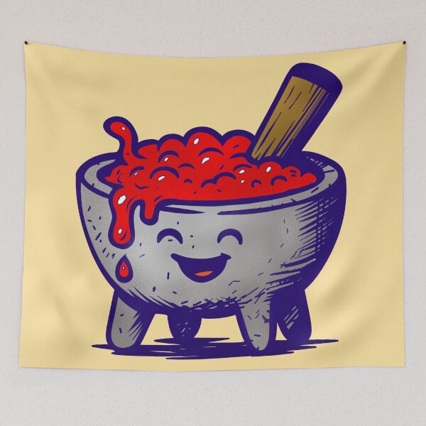 Item preview, Spicy Happiness – Smiling Molcajete with Salsa designed and sold by KingxScribble.
