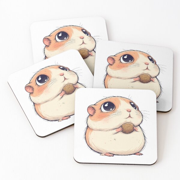 Item preview, Cute Hamster Holding Snack – Kawaii Chubby Animal Illustration designed and sold by Teeny Quities.