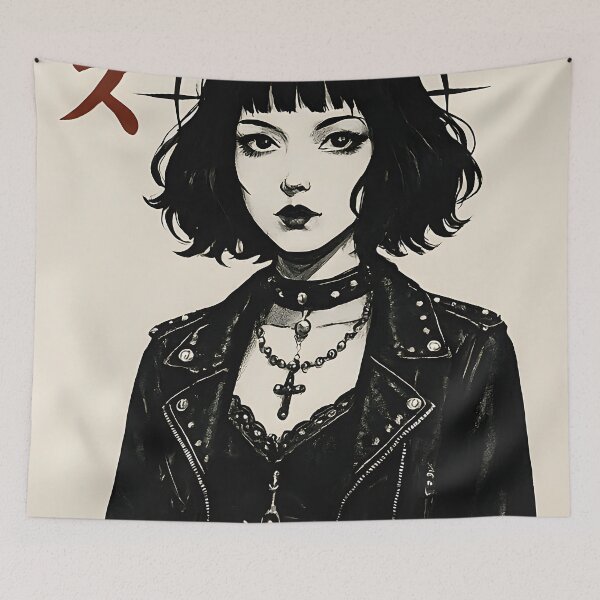 Item preview, Spiked Halo Goth – Japanese Punk Girl Illustration designed and sold by EntropyArts.