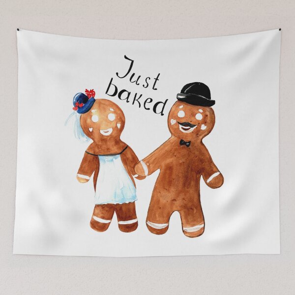 Item preview, Watercolor Gingerbread Couple Just Baked designed and sold by Kozhyna.