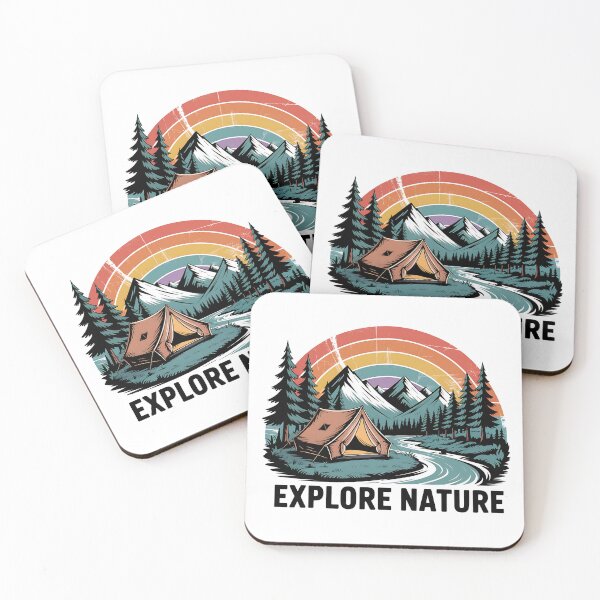 Item preview, Explore Nature Camping Design | Mountain Tent Adventure Art | Outdoor Travel Retro Illustration designed and sold by kengshutters.