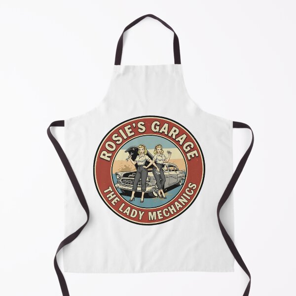 Item preview, Rosie's Garage - The Lady Mechanics - Vintage Car Art designed and sold by RedDelaney.