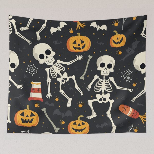 Item preview, Halloween spooky skeleton pumpkin and bats designed and sold by cocomelon168.