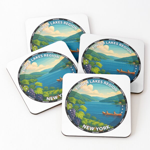 Item preview, Finger Lakes New York Travel Poster - Scenic Lakes, Vineyards & Waterfalls USA designed and sold by inkNext.