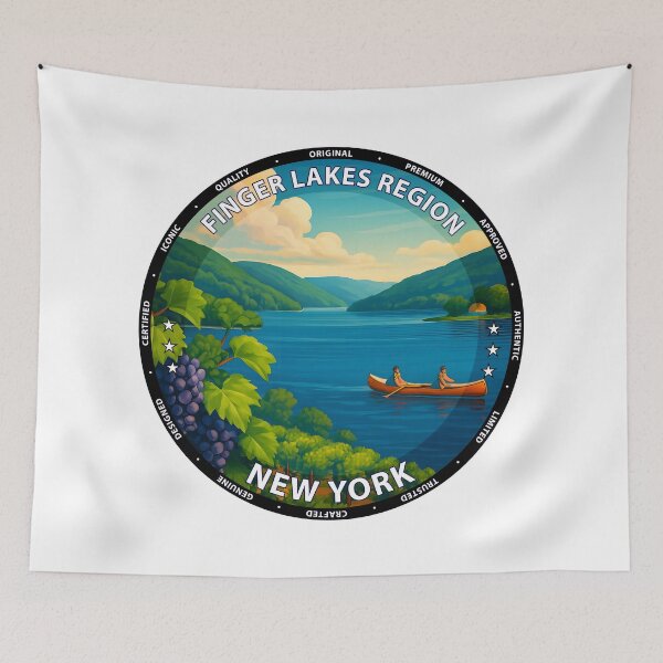 Item preview, Finger Lakes New York Travel Poster - Scenic Lakes, Vineyards & Waterfalls USA designed and sold by inkNext.