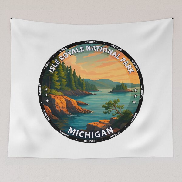 Item preview, Isle Royale National Park Michigan Travel Poster - Lake Superior Wilderness Art USA designed and sold by inkNext.