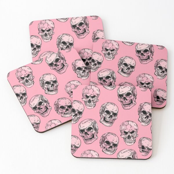 Item preview, Pink halloween scary skulls pattern- spooky gothic design  designed and sold by cocomelon168.